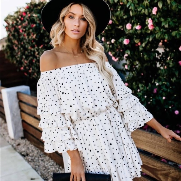 Nordstrom Dresses & Skirts - Nordstrom Fate Off The Shoulder Ruffle Polka Dot Dress